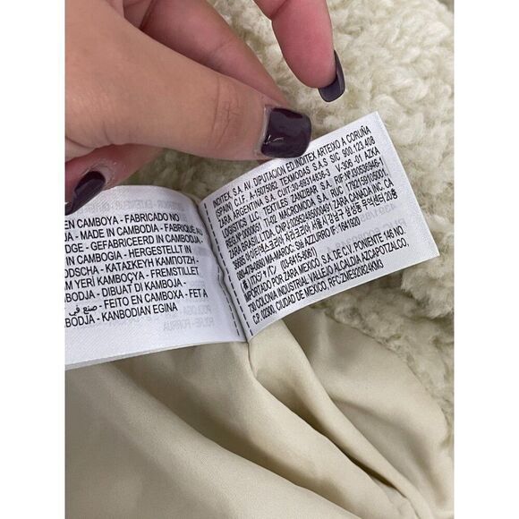 Zara Womens Faux Fur Coat Jacket XS Oyster White Teddy collared 4391/855 NWT - Picture 9 of 16